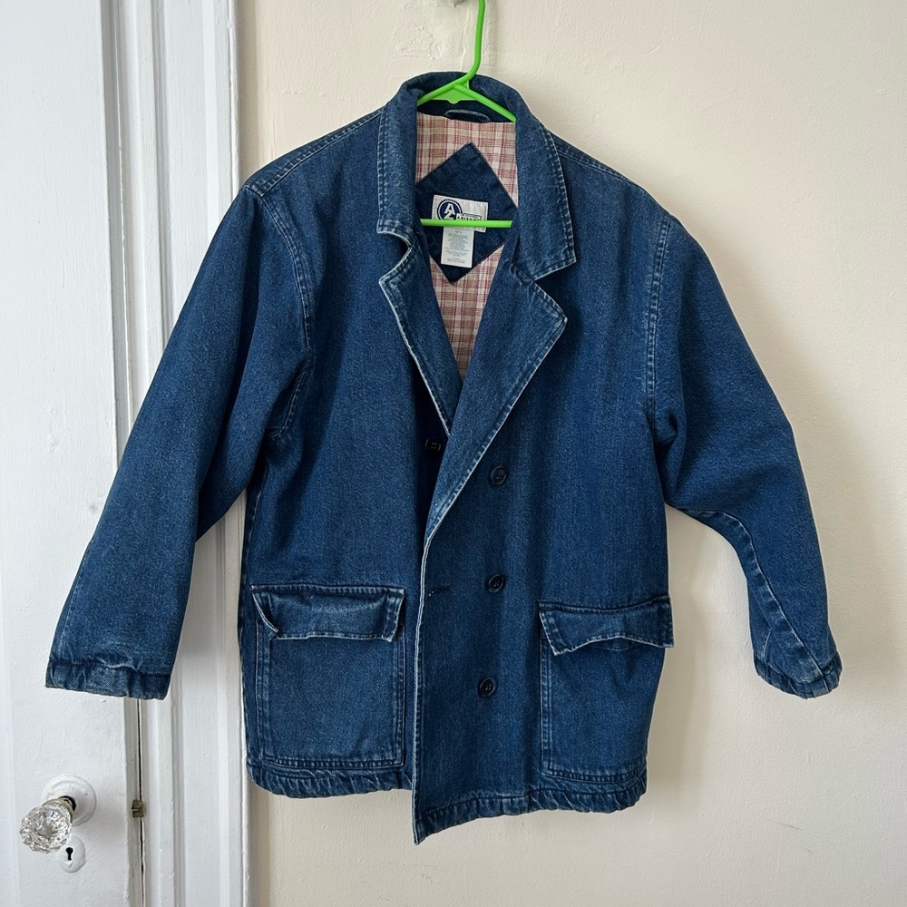 Arizona Jean Co Oversized Blue Denim Double Breasted Coat